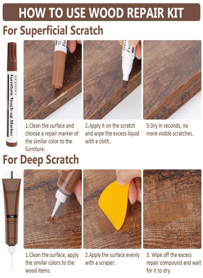 سيسو طقم إصلاح الأثاث الخشبي، 40 مجموعة - معجون حشو الخشب بـ 18 لونًا و8 أقلام تلوين لإصلاح الأثاث، طقم إصلاح أرضيات الفينيل للخدوش والثقوب، أرضيات خشبية صلبة، أبواب، طاولات خزائن، قوائم سرير - Image 5